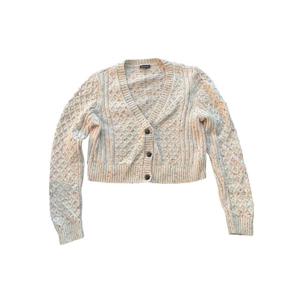 Talbots Cropped Cable Knit Confetti Cardigan - Size